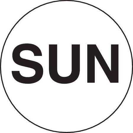 Decker Tape Products Label, DL6561, DAYS OF WEEK - SUN, 1" DIAMETER DL6561